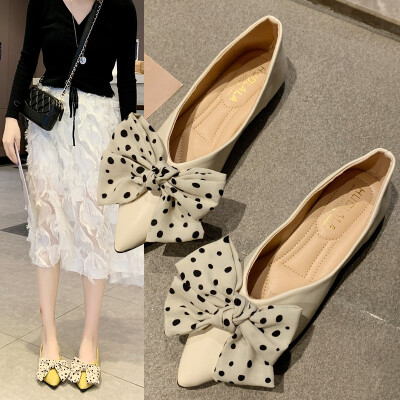 

New wave point big bow female single shoes one foot casual female flat bottom womens shoes 886111