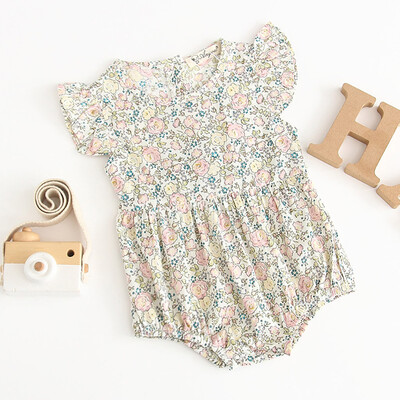

Newborn Baby Girl Bodysuit Short Sleeve Flowers Romper Outfits Clothes