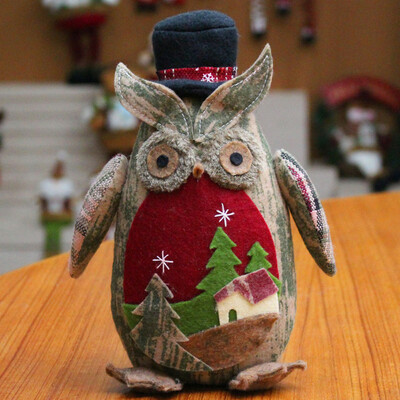 

〖Follure〗Christmas Ornaments Christmas Ornaments Linen Owl Plush Doll Gift Aberdeen