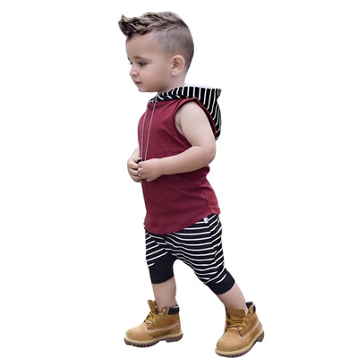 

Toddler Kids Baby Boy Hooded Vest TopsShorts Pants 2pcs Outfits Clothes Set