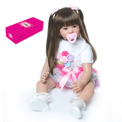 

Decdeal Lifelike Reborn Baby Doll 24 inch Big Size Silicone Rebirth Dolls Soft Touch Dolls for Children Kids Toddlers Birthday Gif