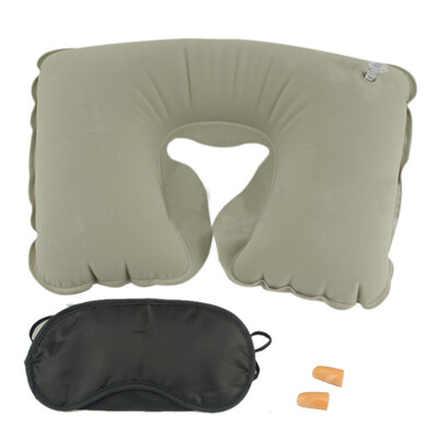 

Gobestart Inflatable Travel Pillow Neck U Rest Air Cushion Eye MaskEarbuds Pink