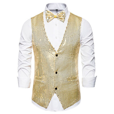 

Men Shiny Sequin Glitter Embellished Blazer Jacket Nightclub Weeding Party Suits