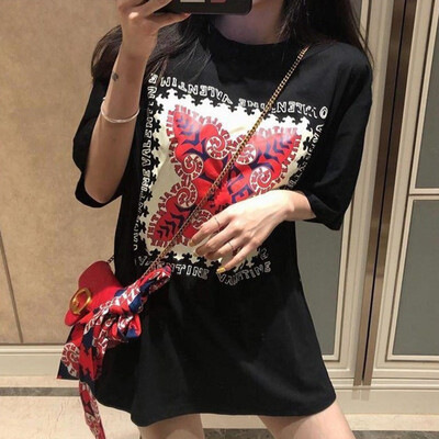 

T Shirt Women Ethnic Style Harajuku Printed T-Shirt Casual Loose Half Sleeve Tops Tee With Scarf Camisetas verano mujer