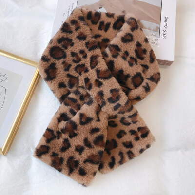 

Gobestart Women Fashion Winter Faux Fur Villus Scarf Outerwear Leopard Print Scarf Warm