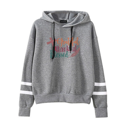 

New Women Thanksgiving Hoodie Grateful Thankful Blessed Letter Printed Sweatshirt Pullover Hooded Hoodie