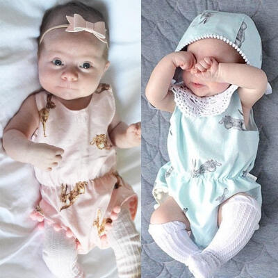 

Newborn Infant Baby Girls Rabbit Bunny Romper Jumpsuit Playsuit Outfits Sunsuit