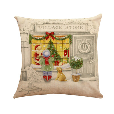 

Tailored Xmas Cotton Pillow Case Linen Cushion Cover Merry Christmas Home Decoration