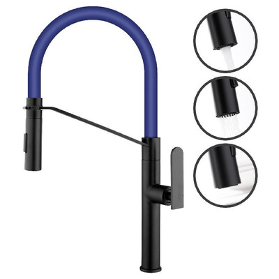 

Kitchen Faucets with 2 Spray Modes Single Handle Silicone Hose High Arc Bathroom Basin Sink Faucets Ceramic Valve 360 Degree Swive
