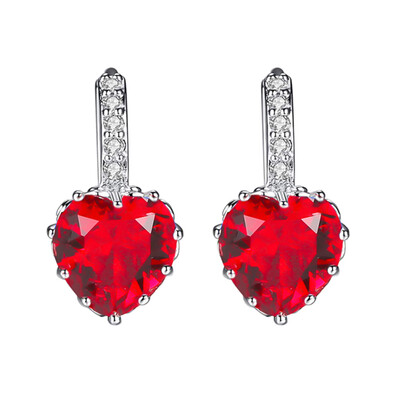 

1 Pairs Fashion Women Multi color Crystal Heart Earrings Weeding Bride Jewelry