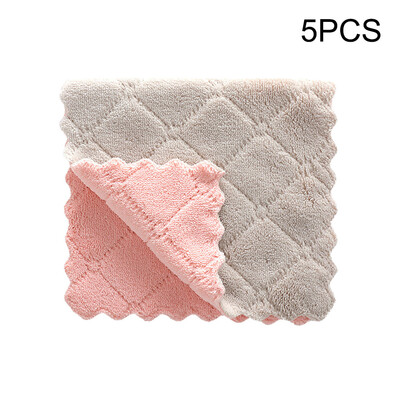 

〖Follure〗Kitchen Dish Towels Double-sided Printing 27 x 16 Coral Fleece Absorbent 5PCS