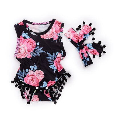 

Newborn Infant Girl Clothes Romper Jumpsuit Bodysuit Sunsuit OutfitHeadband Set