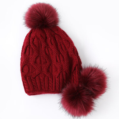 

South Koreas new womens cap autumn&winter wool cap tricot back opening knitted cap double-layer thickened rabbit hair cap