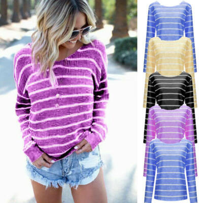 

Womens Fashion Autumn Top Irregular Open Back Sexy Striped Long Sleeve T-Shirts