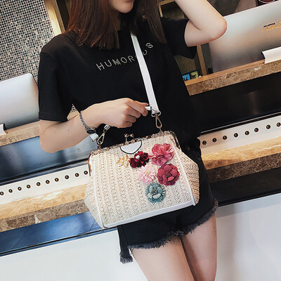 

Tailored Women Fashion Summer Beach Wild Chain Messenger Shoulder Bag Solid Weaving Bag