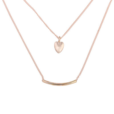 

Fashion Jewelry Golden Plated Sister Love Double Bars Alloy Clavicle Bones Pendant Short Necklace For Women