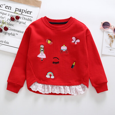 

Toddler Infant Baby Girls Embroidery Splicing Sweatshirt Tops Pullover Blouse