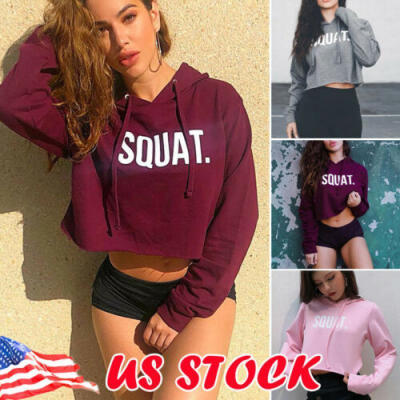 

Women Hoodies Jumper Sweatshirt Sweater Crop Short Top Coat Sports Pullover