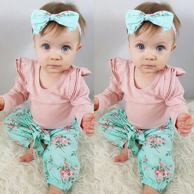 

Floral 3PCS Set Newborn Baby Girls Romper Tops Leggings Pants Outfits Clothes