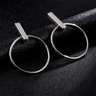 

2019 New Fashion Simple Gold Color Silver Geometric Big Round Earrings for Women Circle Drop Earrings Statement Brincos Jewelry