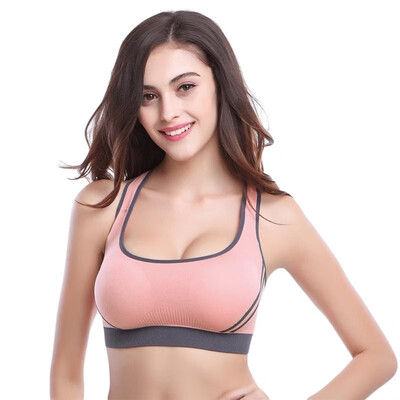 

New Fashion Women Gym Bra Stretch Padded Cross Over Back Seamless Casual Sport Tank Top Camis