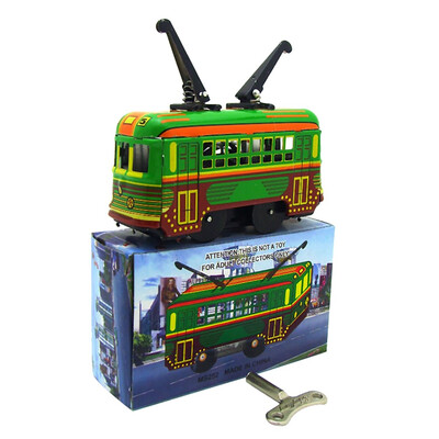

YIWULATinplate Nostalgic Clockwork Chain Toy Photography Props Nostalgic Tram
