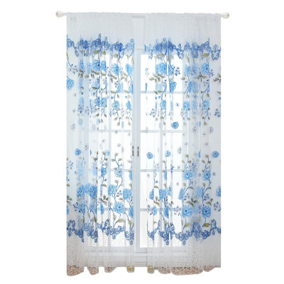 

Offset Large Peony Flower Printed Curtain Screen Multicolor Lace Fabric Curtain