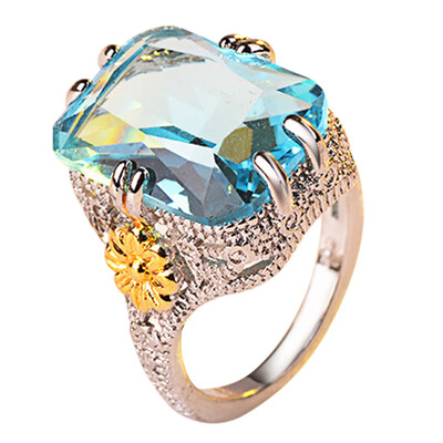 

Natural Aquamarine 925 Sterling Silver Wedding Ring Gifts Perfect