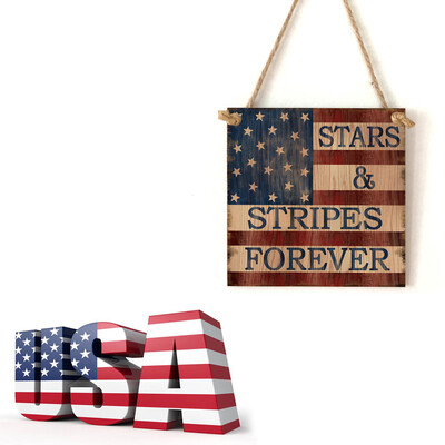 

Gobestart American 4th of July Independence Day Wooden Plaque Sign God Bless America