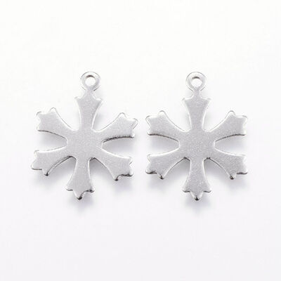 

304 Stainless Steel Pendants Snowflake Stainless Steel Color 195x15x07mm Hole 1mm