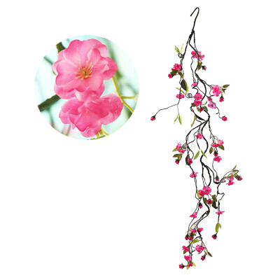 

50 Heads Artificial Rattan Silk Flower Vine Peach Blossom Simulated Home Decor