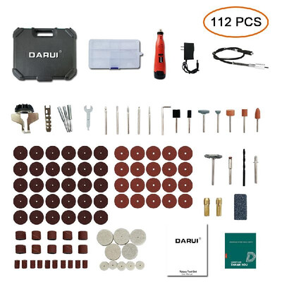 

DARUI 12V Electric Grinder Set 112 PCS Rechargeable Household Drill Grinding Rotary Tool Kit Electric Engraving Tools Hand-held Po