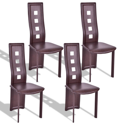 

Set of 4 Steel Frame High Back Armless Dining Chairs