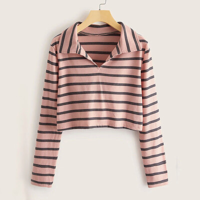 

Tailored Fashion Womens Autumn Pullovers Long Sleeve Striped Blouse