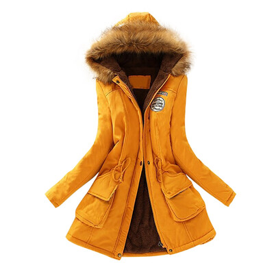 

Women Autumn Winter Warm Long-sleeved Hooded Coat Cotton Jacket Solid Color Light Down Tops