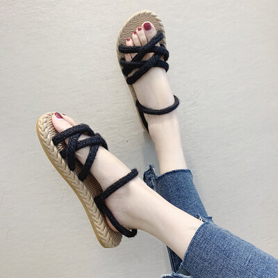 

Summer evening sandals with long skirts fairies flat bottoms ins tide