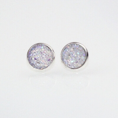 

Copper Post Stud Earrings For Women Round Silver Color Light Pink AB Color W Stoppers Fashion Jewelry 14mm new