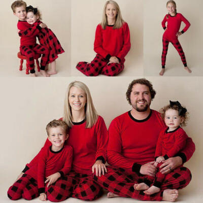 

Christmas Family Matching Cute Pajamas Adult Women Kids Baby Sleepwear Set Plus