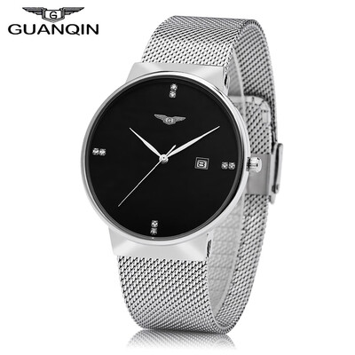 

GUANQIN GS19054 Male Quartz Watch Calendar Artificial Diamond Scales Men Wristwatch