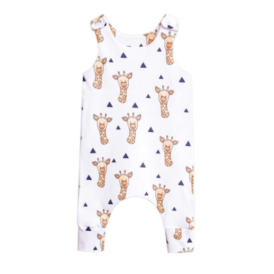 

Unisex Kids Girls Boys Hot Summer Sleeveless Print Cartoon Pattern Cotton Casual Full-Length Rompers