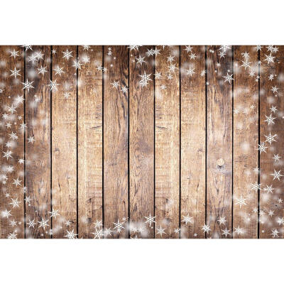 

Wood Plank Texture Snowflake Print Photography Background Cloth Backdrop