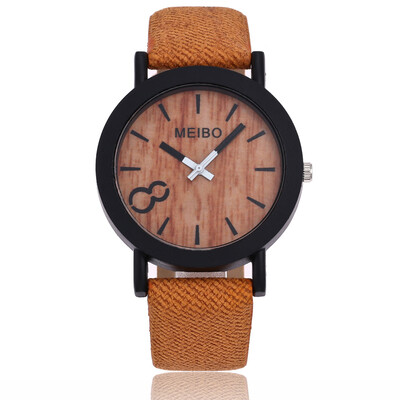 

Explosion models imitation wood grain watch mens casual belt quartz watch
