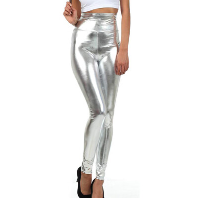 

Tailored Women Shiny Liquid Metallic High Waist Stretch Leggings Party Pencil Pants