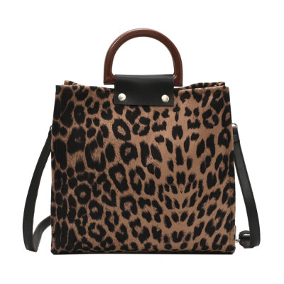 

Vintage Leopard Print Square Large Capacity Women Buckle Handbag Shoulder Bag