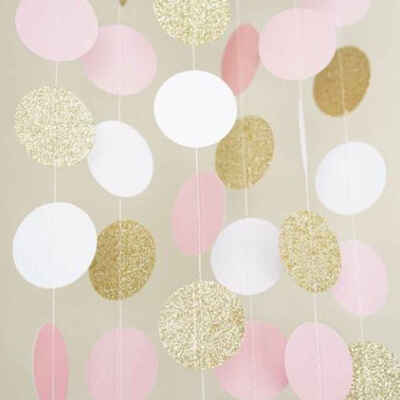 

Glitter Circle Polka Dots Garland Banner Bunting Pink Gold Party Decoration Gift