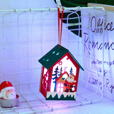 

Siaonvr LED Light Wooden Dolls House Villa Christmas Ornaments Xmas Tree Hanging Decor
