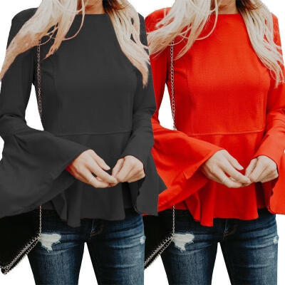 

2018 Fashion Women Loose Long Sleeve Cotton Casual Blouse Tops Summer T-shirt