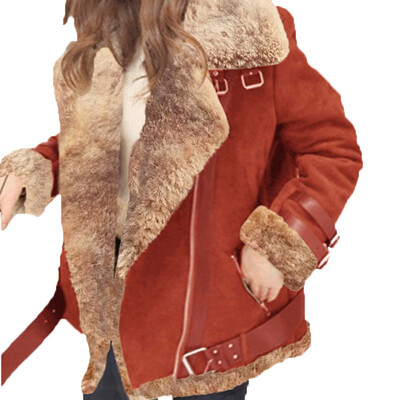 

Womens Coat Jacket Faux Leather Fur Motorcycle Coats Slim Fit Casual Winter