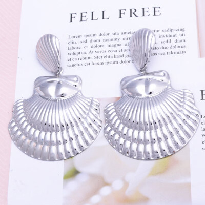 

EK209 European Big Metal Shell Drop Earrings for Women Exaggerated Earring Vintage Dangle Earrings Wedding Party Jewelry Gift