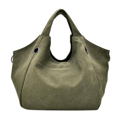 

Large Capacity Shoulder Handbags Women Solid Color Canvas Top-handle Bags